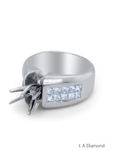 18K White Gold Diamond Bezel Corner Princess Cut Semi-Mount Engagement Ring (1 ct)